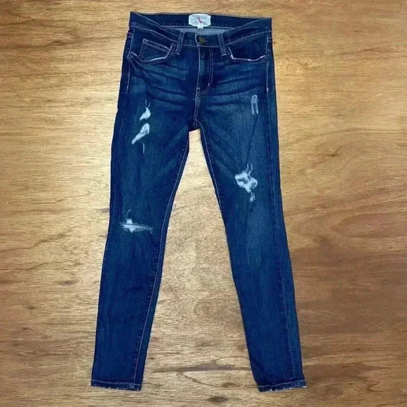 Current/Elliott The High Waist Ankle Skinny Indigo Dusk Destroy women's size 26 - Picture 1 of 10